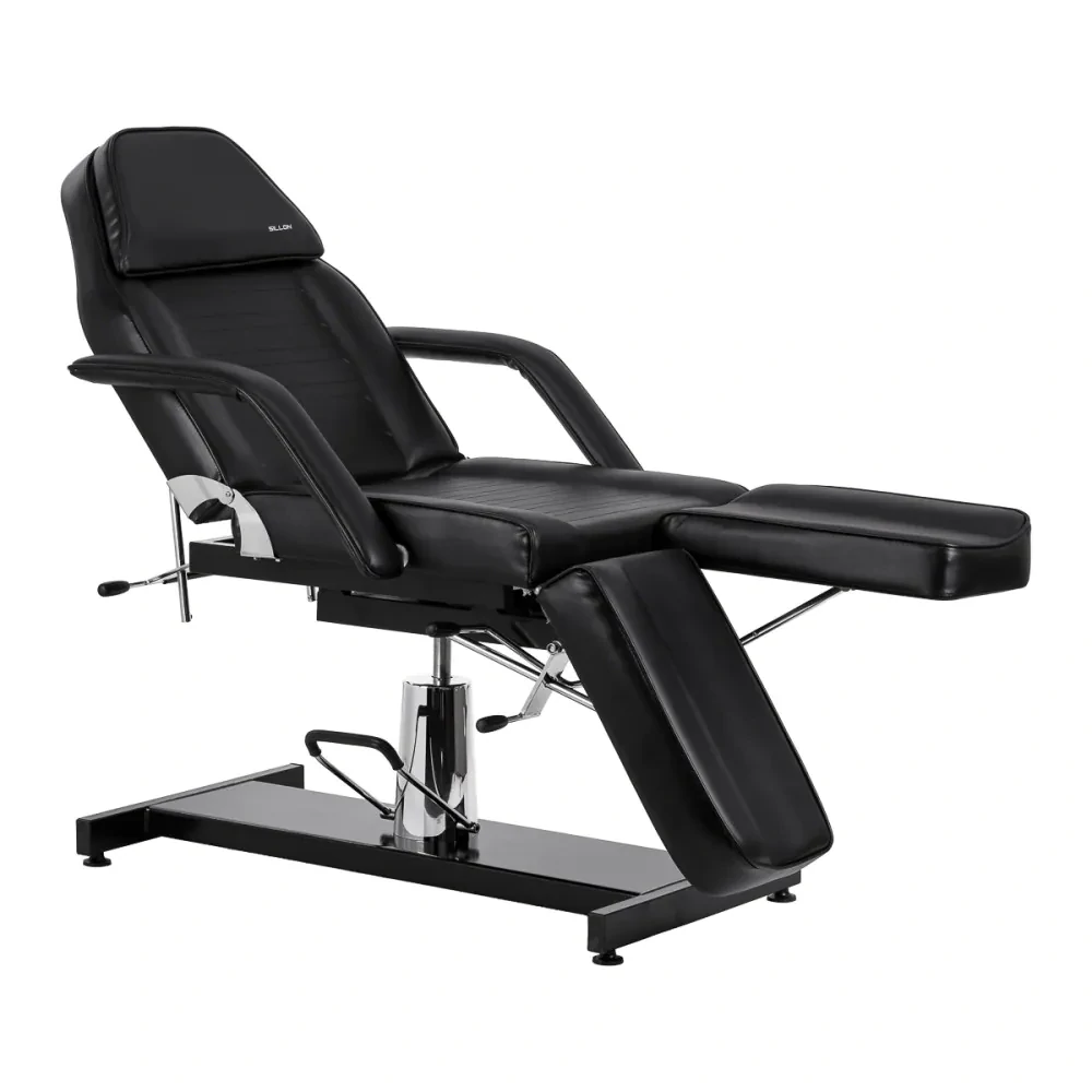 Hydraulické kozmetické kreslo na pedikúru Sillon 210 s kolískou a deliteľnou opierkou na nohy čierne
