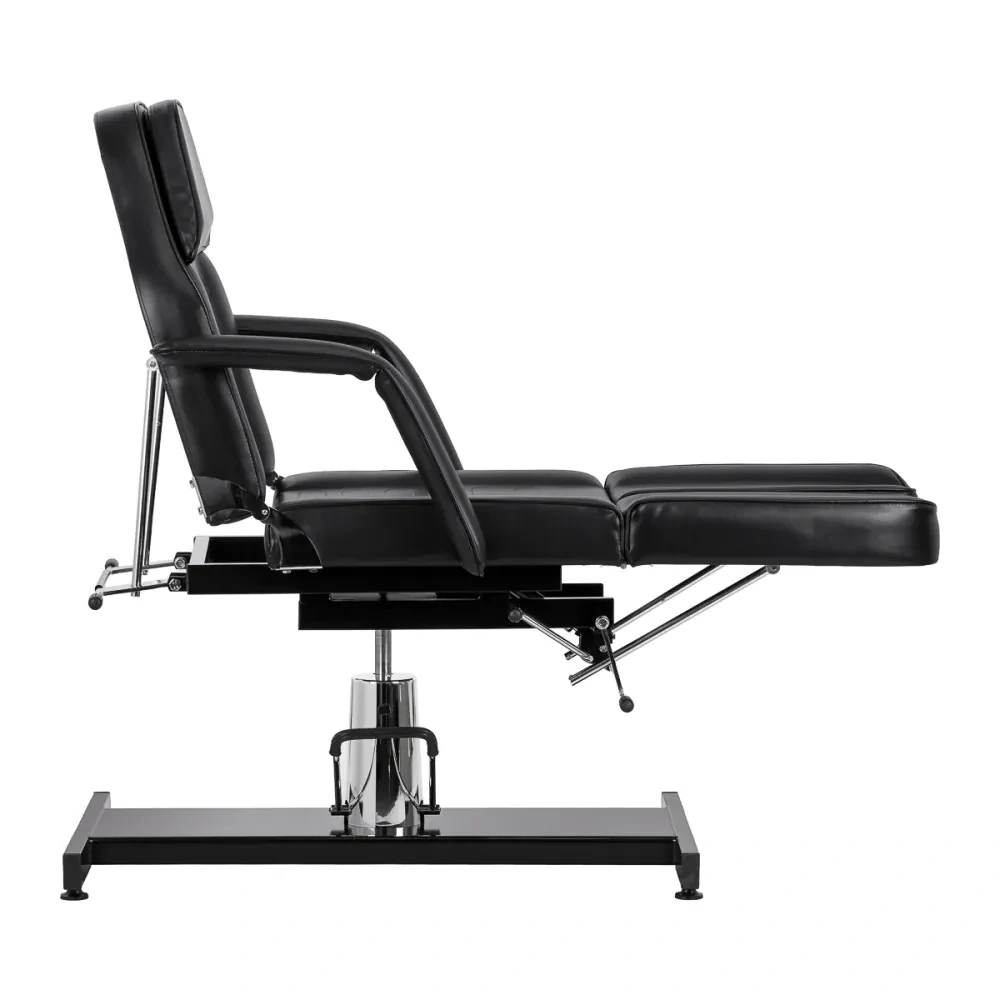 Hydraulické kozmetické kreslo na pedikúru Sillon 210 s kolískou a deliteľnou opierkou na nohy čierne