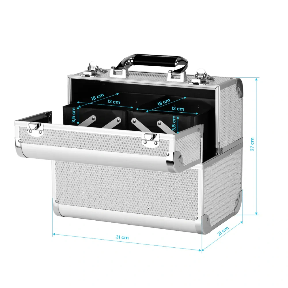 Kozmetické kufrík strieborný 44