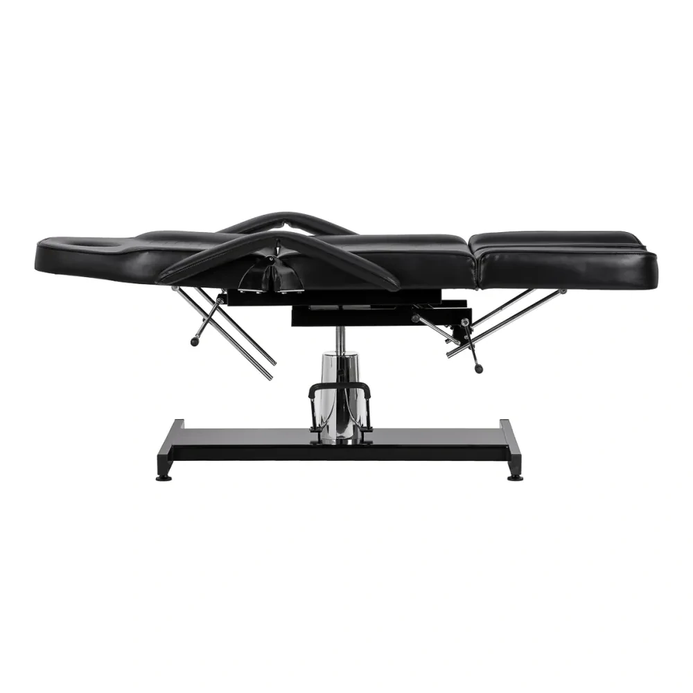 Hydraulické kozmetické kreslo na pedikúru Sillon 210 s kolískou a deliteľnou opierkou na nohy čierne